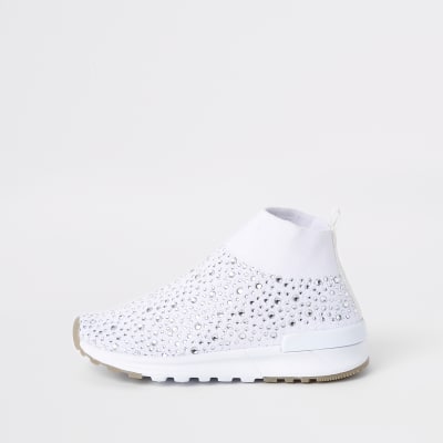 white sequin trainers
