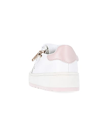 360 degree animation of product Mini girls white side zip trainers frame-8