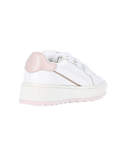 360 degree animation of product Mini girls white side zip trainers frame-12