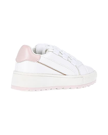360 degree animation of product Mini girls white side zip trainers frame-13