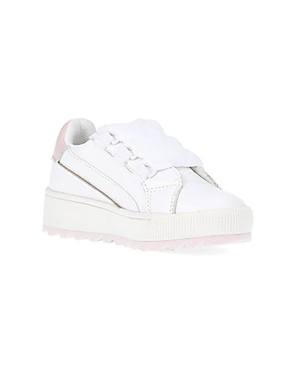 360 degree animation of product Mini girls white side zip trainers frame-18