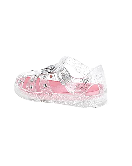 360 degree animation of product Mini girls white studded caged jelly sandals frame-5