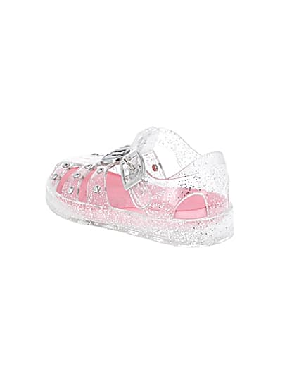 360 degree animation of product Mini girls white studded caged jelly sandals frame-6