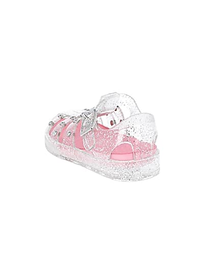 360 degree animation of product Mini girls white studded caged jelly sandals frame-7