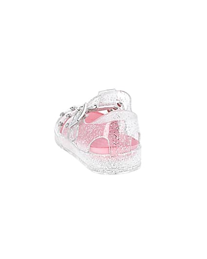 360 degree animation of product Mini girls white studded caged jelly sandals frame-8