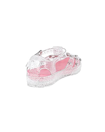 360 degree animation of product Mini girls white studded caged jelly sandals frame-11