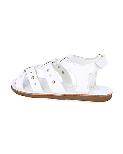 360 degree animation of product Mini girls white studded strappy sandals frame-4
