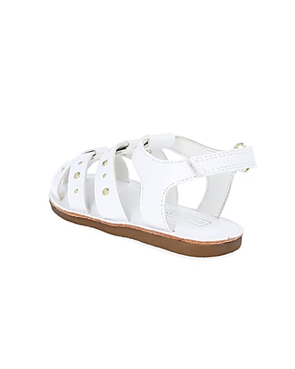 360 degree animation of product Mini girls white studded strappy sandals frame-6