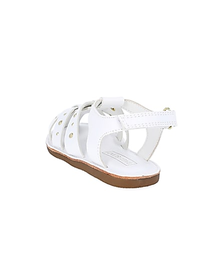 360 degree animation of product Mini girls white studded strappy sandals frame-7