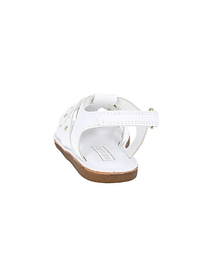 360 degree animation of product Mini girls white studded strappy sandals frame-8