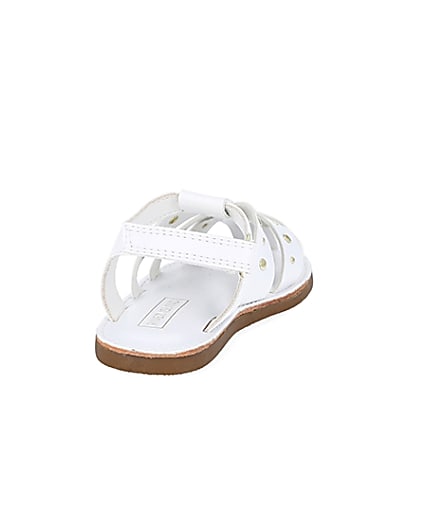 360 degree animation of product Mini girls white studded strappy sandals frame-10