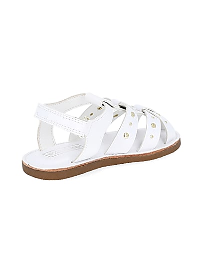 360 degree animation of product Mini girls white studded strappy sandals frame-12