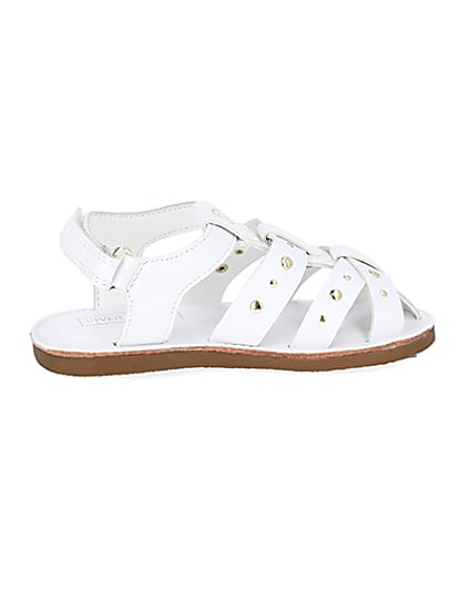 360 degree animation of product Mini girls white studded strappy sandals frame-14
