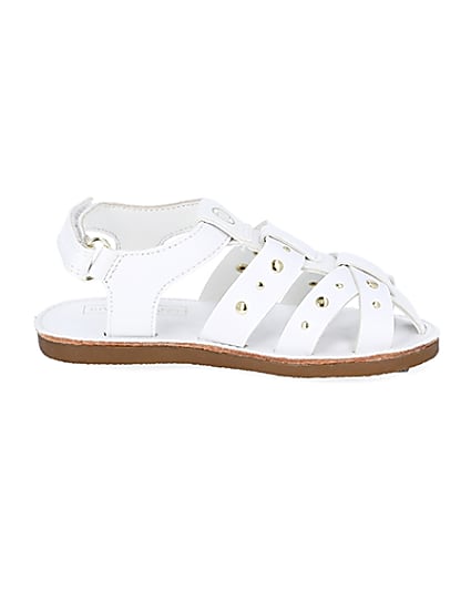 360 degree animation of product Mini girls white studded strappy sandals frame-15