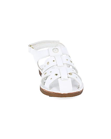 360 degree animation of product Mini girls white studded strappy sandals frame-20