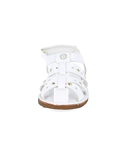 360 degree animation of product Mini girls white studded strappy sandals frame-21