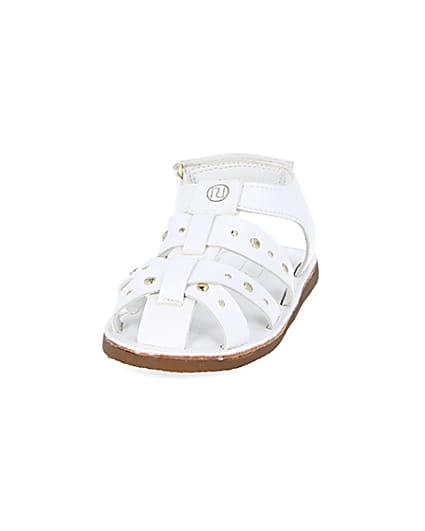 360 degree animation of product Mini girls white studded strappy sandals frame-22