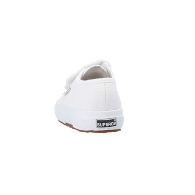 360 degree animation of product Mini girls white superga velcro shoes frame-8