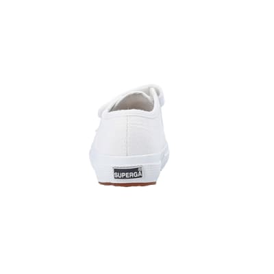 360 degree animation of product Mini girls white superga velcro shoes frame-9