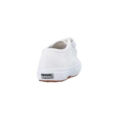 360 degree animation of product Mini girls white superga velcro shoes frame-10