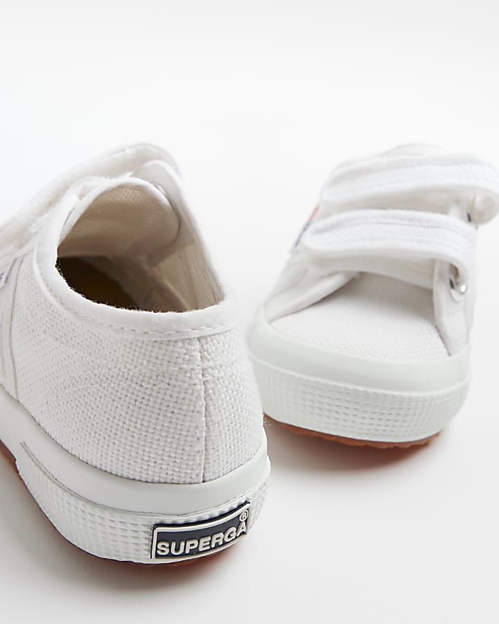 Mini girls white superga velcro shoes