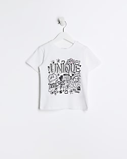 Mini girls White Unique graphic t-shirt