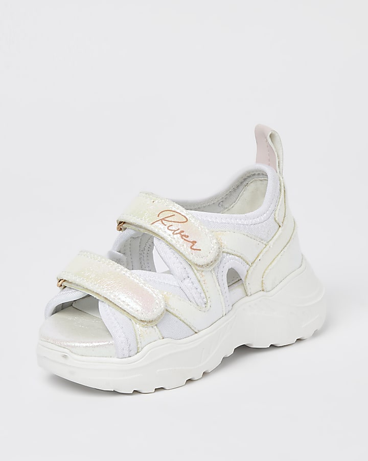 Mini girls white velcro chunky sandals