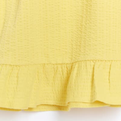 Mini girls yellow bow detail trapeze dress