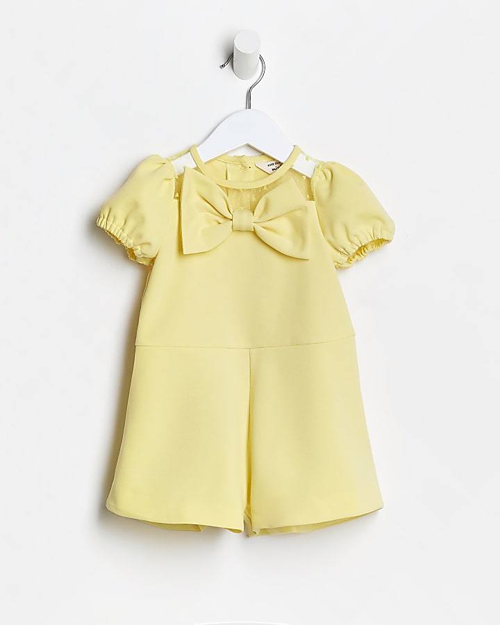 Mini girls yellow bow playsuit