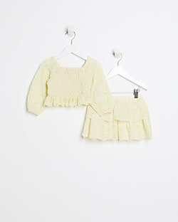 Mini girls yellow broderie frill outfit