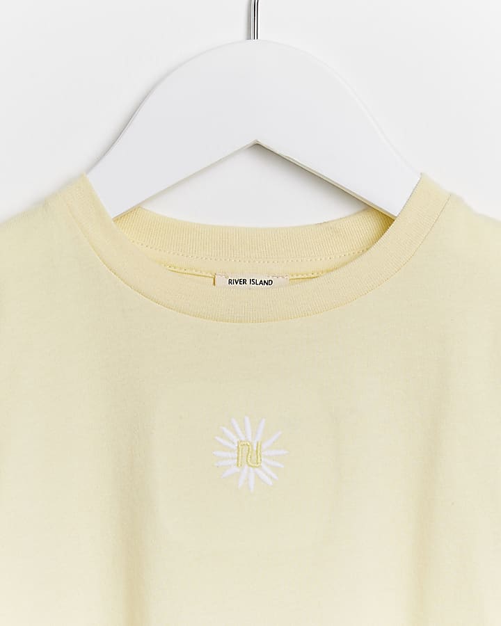 Mini girls yellow floral t-shirt