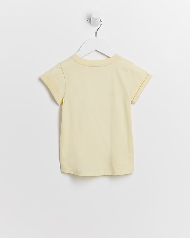 Mini girls yellow floral t-shirt