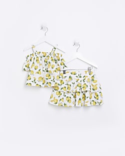 Mini girls yellow Lemon tiered skirt outfit