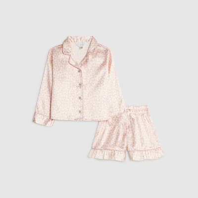 Mini Girls Yellow Leopard Satin Pyjama's Set