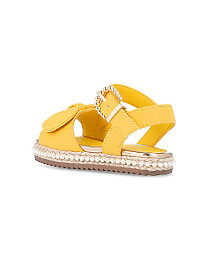 360 degree animation of product Mini Girls Yellow Pearl Embellished Sandals frame-6