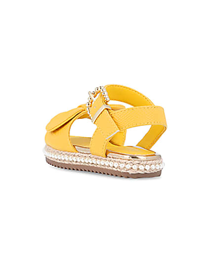 360 degree animation of product Mini Girls Yellow Pearl Embellished Sandals frame-7