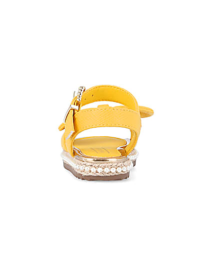 360 degree animation of product Mini Girls Yellow Pearl Embellished Sandals frame-9