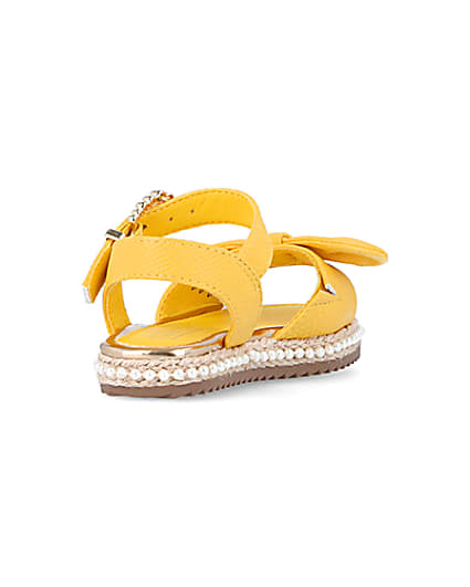 360 degree animation of product Mini Girls Yellow Pearl Embellished Sandals frame-11