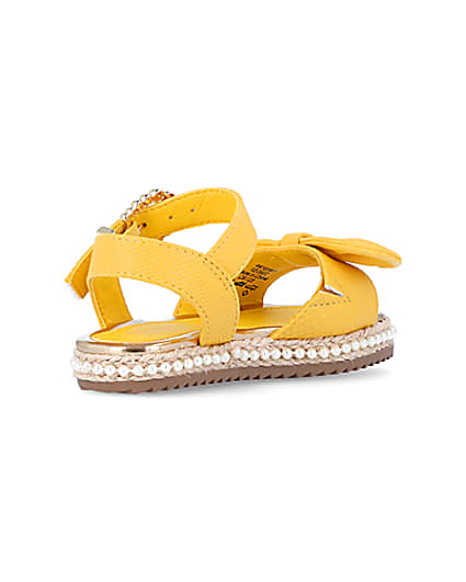 360 degree animation of product Mini Girls Yellow Pearl Embellished Sandals frame-12