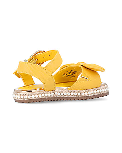 360 degree animation of product Mini Girls Yellow Pearl Embellished Sandals frame-13
