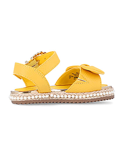 360 degree animation of product Mini Girls Yellow Pearl Embellished Sandals frame-14