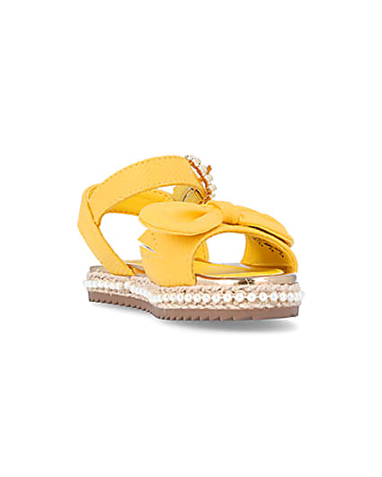 360 degree animation of product Mini Girls Yellow Pearl Embellished Sandals frame-19