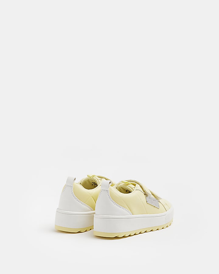 Mini girls Yellow Quilted velcro trainers