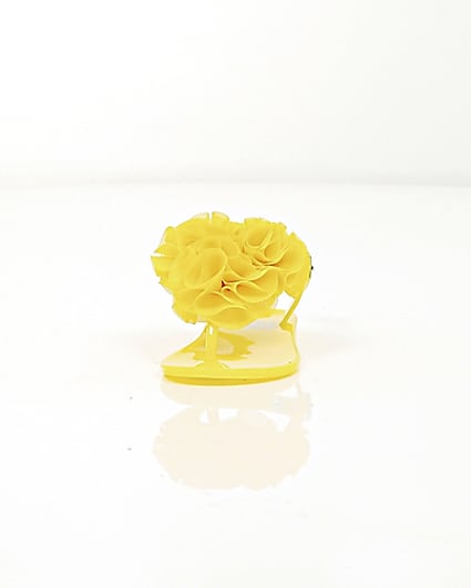 360 degree animation of product Mini girls yellow ruffle jelly sandals frame-3
