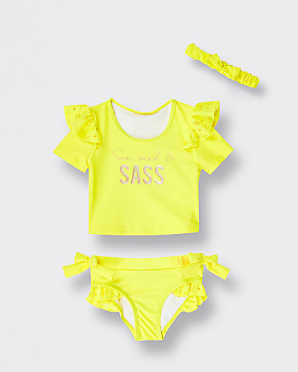 Mini girls yellow 'Sass' bikini set