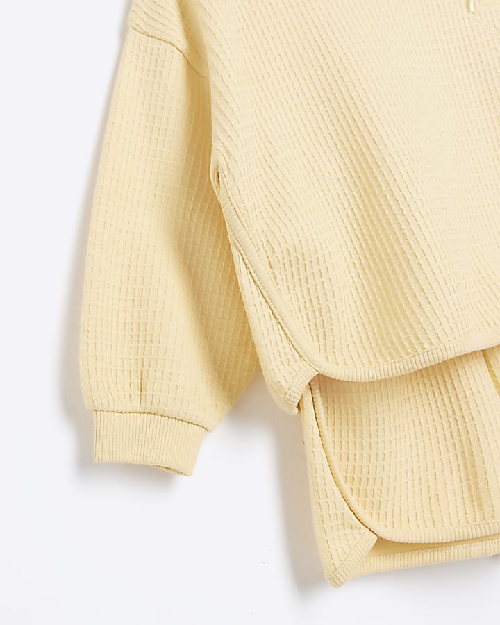 Mini Girls Yellow Sweatshirt and Shorts Set