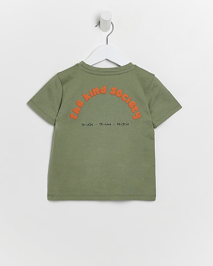 Mini green kindness earth print t-shirt