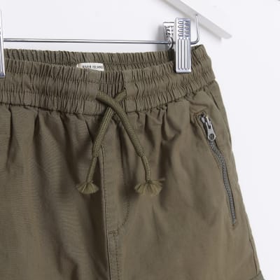 Mini Khaki Zip Cargo Trousers River Island