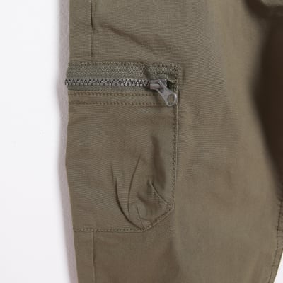 Mini Khaki Zip Cargo Trousers River Island