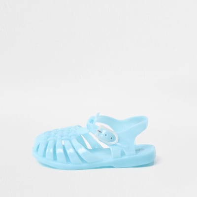 Mini kids blue caged jelly sandals | River Island